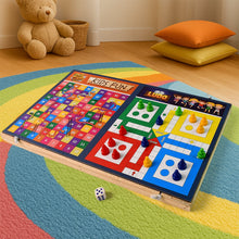 Wooden Board Game Set – Ludo, Snakes & Ladders, and Desktop Football (3-in-1)