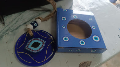 Decorative Evil Eye Wall Hanging Nazar Protector Charm with Beads, Wind Chime (1 Pc)