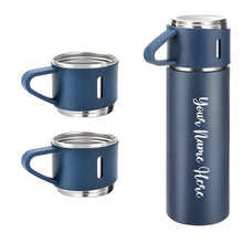 Customized Stainless Steel Vacuum Flask Set with 3 Cups – 500ML | Personalized Name Bottle Gift Combo for Boyfriend, Girlfriend, Employee